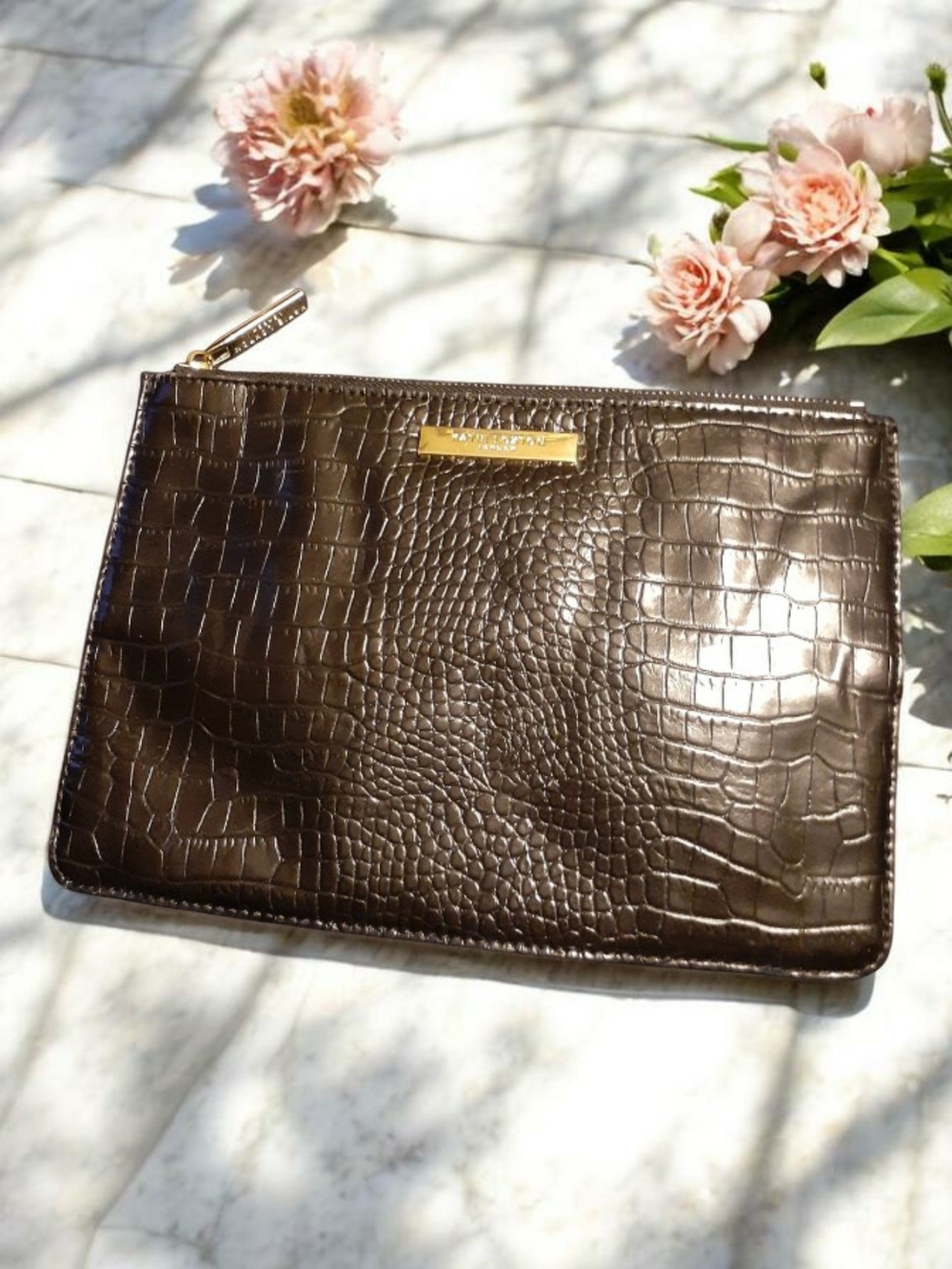 the 

Katie Loxton Celine Faux Croc Perfect Pouch Clutch Bag